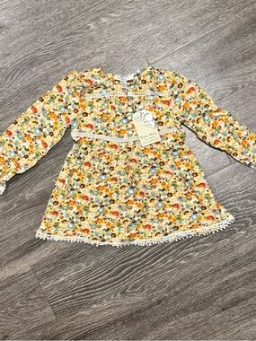 Richie House Girls Yellow Flower Beaded Embroidered Romper Dress, Size 3/4T, NWT